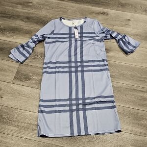 Harper & Bay Nursing Blue Plaid Long Sleeve Dress